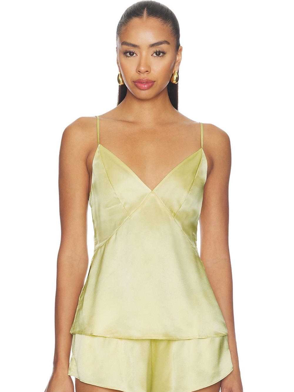EAVES 100% Silk Lime V-Neck Cami